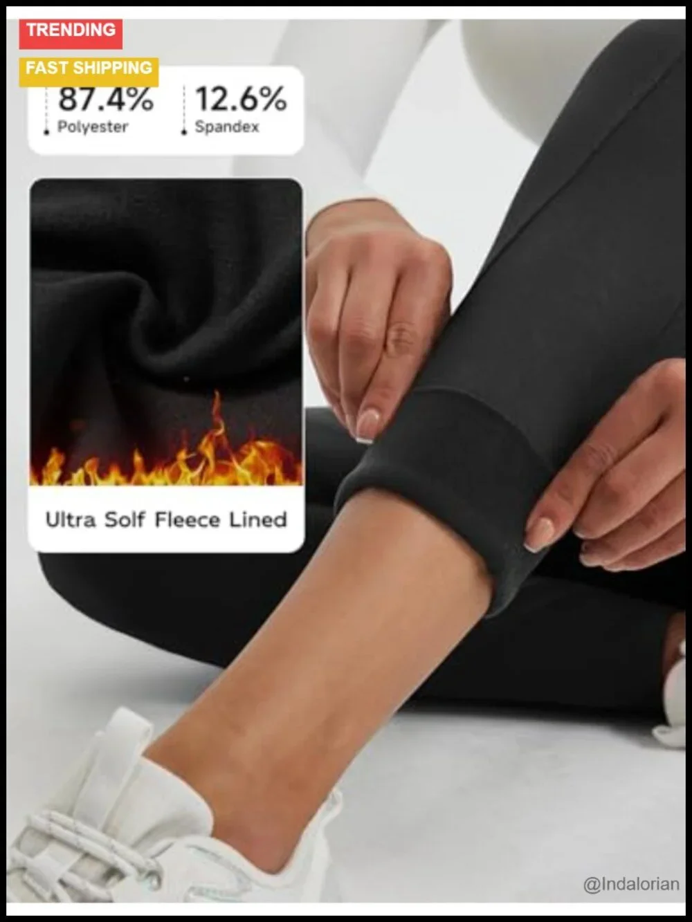 Fleece Lined High Waisted Thermal Leggings Tummy Control 4 Pockets